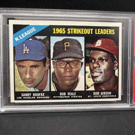 1966 Topps 225 Nl Strikeout Leaders Sandy Koufax Bob Gibson Hof Psa 6 New Slab Ebay