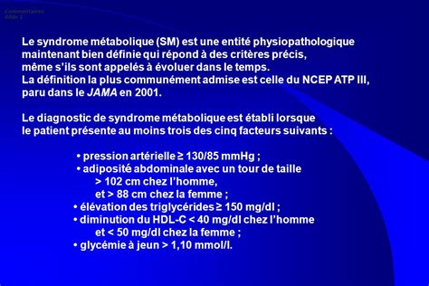 Syndrome Métabolique Service de médecine interne et nutrition ppt