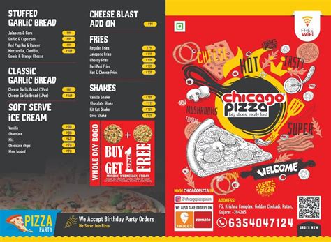 Menu at Chicago pizza, Rewari