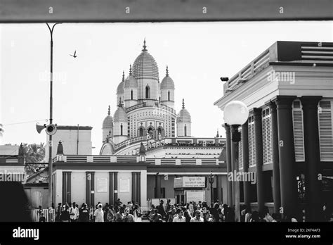 A Grayscale Of The Hindu Dakshineswar Kali Temple In Kolkata India