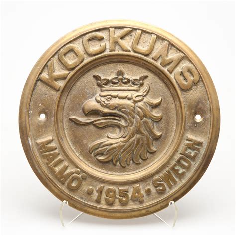 wall plaque brass kokums malmoe  sweden silver metals pewter