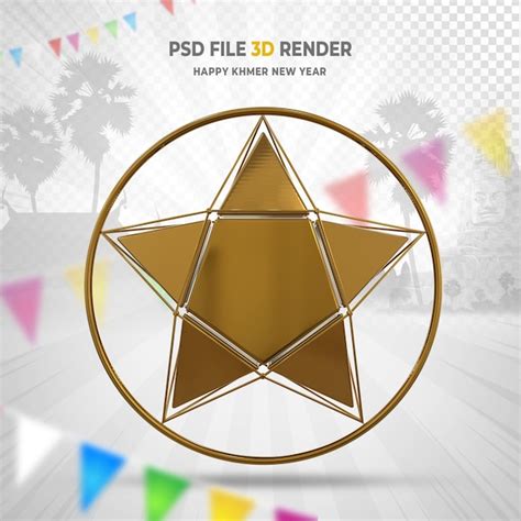 Ano Novo Khmer Estrelado 3D Render PSD Premium