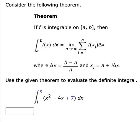 Solved Consider The Following Theorem Theorem If F Is Integrable On