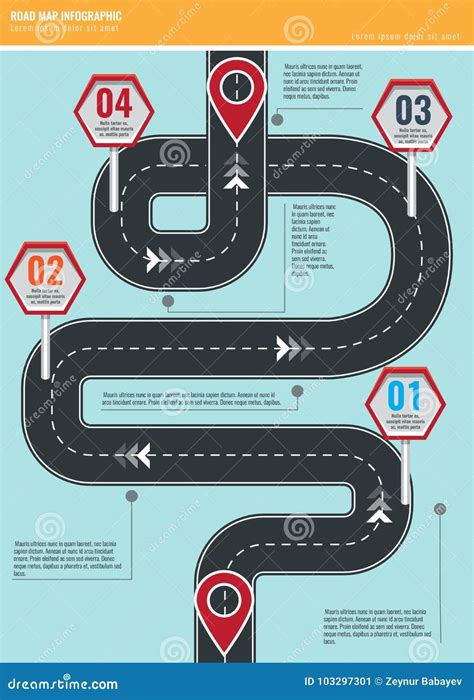 Trendy Infographic Template With Road Map Using Pointers And Arrows