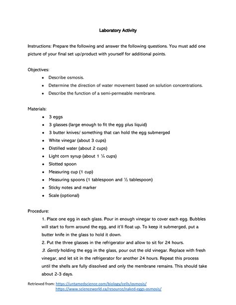 Naked Egg Experiment Osmosis Retrieved From Untamedscience Biology
