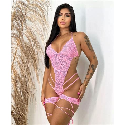 Body Rendado Espartilho Fio Dental Lingerie Sexy Shopee Brasil