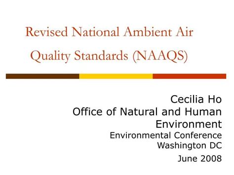 Ppt Revised National Ambient Air Quality Standards Naaqs Powerpoint