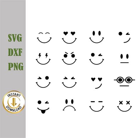 Smiley Face Svg Bundle Happy Face Svg Emoji Svg Smiley Face Etsy New