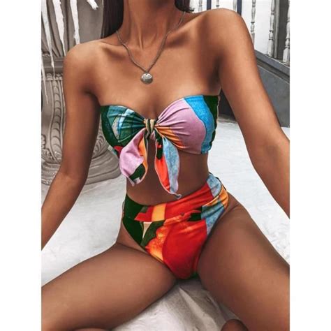 Maillot De Bain Femmes Mode Imprimer Sexy Bikini Push Up Pad Maillots De Bain Beachwear Set