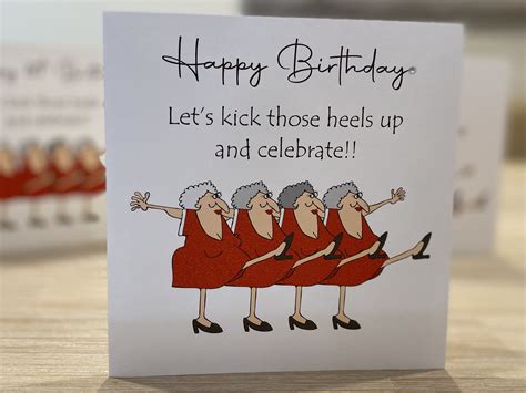 Funny Birthday Card, Senior Ladies Dancing, Old Ladies Dancing, Kick ...