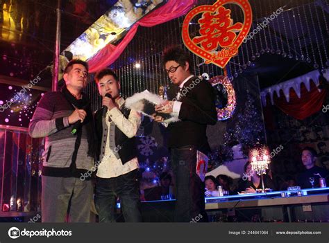 Chinese Gay Couple Zeng Anquan Left Pan Wenjie Center Stand Stock Editorial Photo