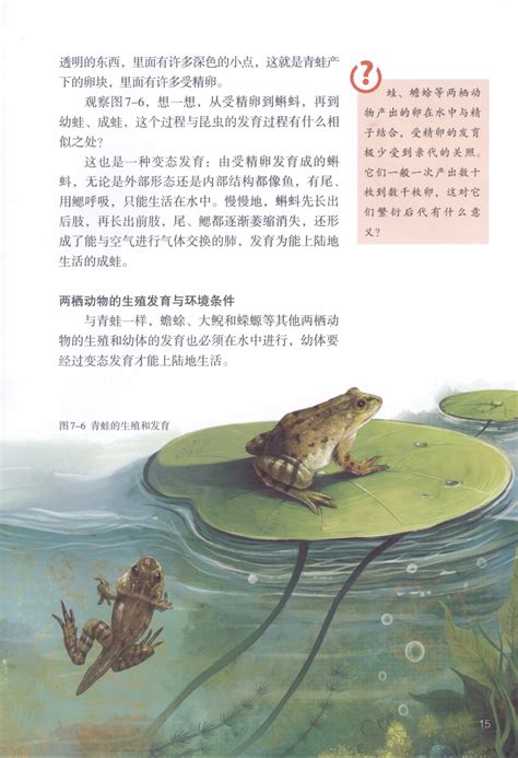 两栖动物的生殖发育与环境条件在线阅读2013部编版八年级生物下册书好学电子课本网