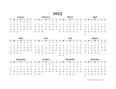 2023 Annual Blank Word Calendar Template - Free Printable Templates