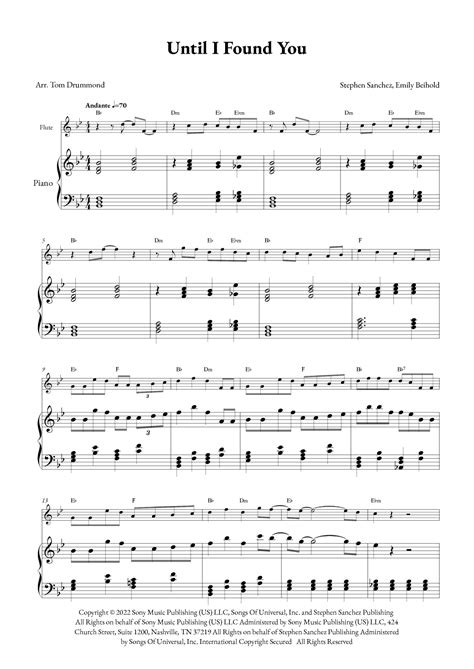 Until I Found You Arr Tom Drummond By Stephen Sanchez Sheet Music For Flute And Piano At