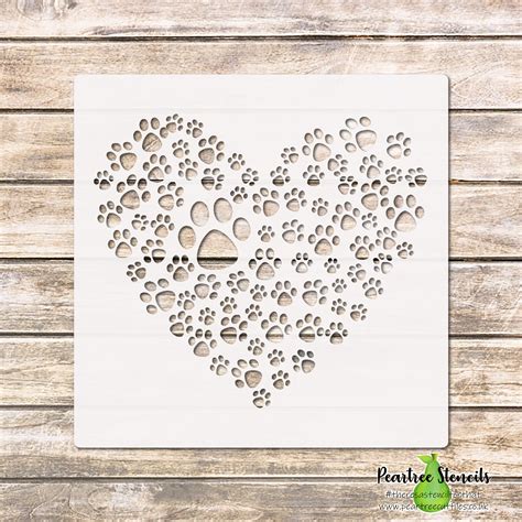 Paw Prints Heart Stencil Peartree Cutfiles