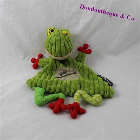 Doudou Plat Grenouille Les Deglingos Croakos Vert Rouge Cm Sos