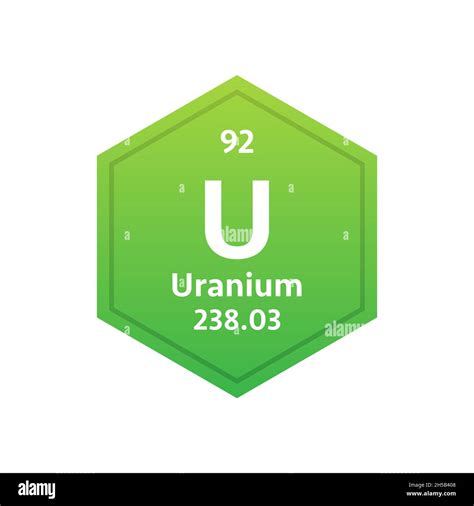 Uranium Symbol Chemical Element Of The Periodic Table Vector Stock