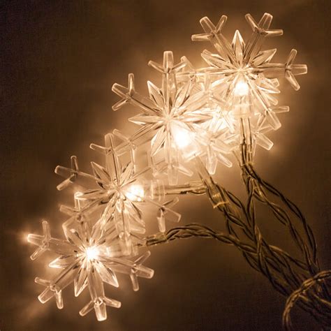 Battery Operated LED Snowflake String Lights, 10 Warm White Lights ...