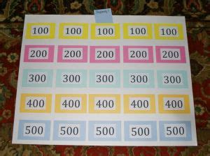 Homemade Jeopardy Board for Primary Class