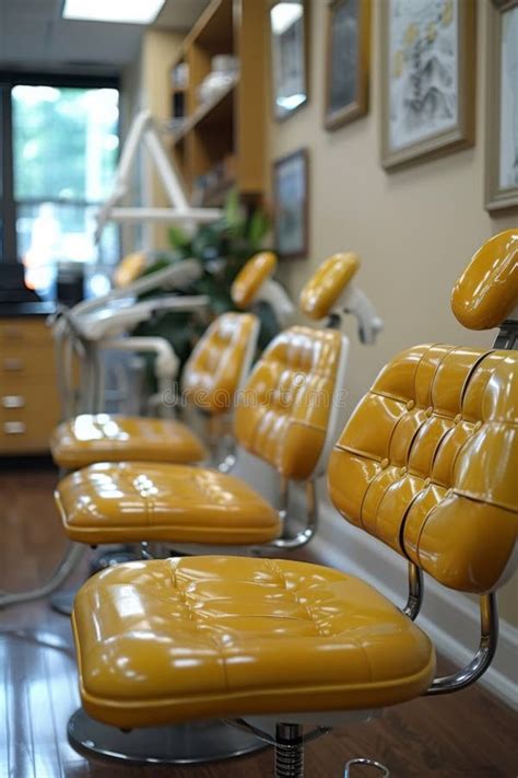 A Row of Yellow Chairs in a Dental Office Waiting Room, AI Stock Photo ...