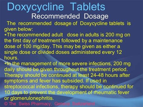 Dosage of doxycycline