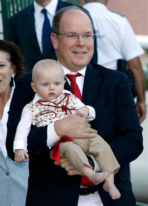 Prince Albert II of Monaco arrives with his son Prince Jacques to take ...