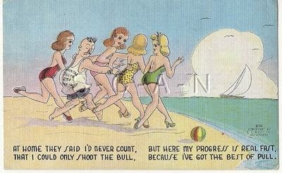 Original 1930s 50s Risque Pinup Linen PC Comic Swimsuit Bikini Rental Man EBay