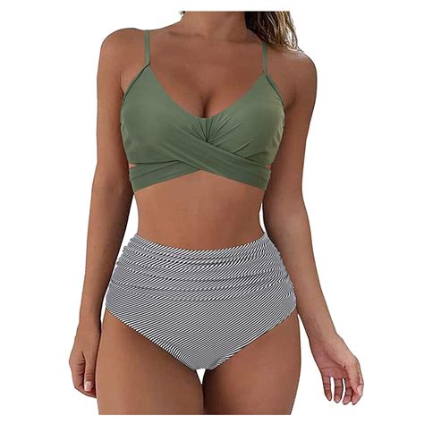 KDFJPTH Swimsuit For Women 2024 Tummy Control Set Bikini High Waist