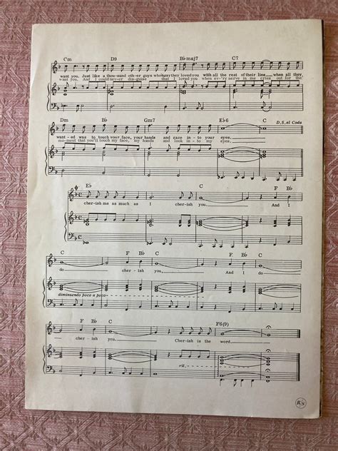 Cherish by Terry Kirkman Vintage Sheet Music - Etsy