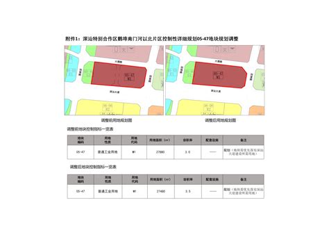 深圳市规划和自然资源局深汕管理局关于深汕特别合作区鹅埠南门河以北片区控制性详细规划05 47地块规划调整的公示