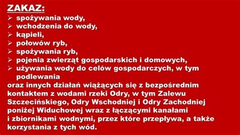 Zakaz Korzystania Z W D Odry Do Sierpnia Wojewoda Zachodniopomorski