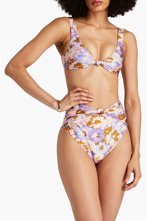 ZIMMERMANN Knotted Printed High Rise Bikini Briefs THE OUTNET