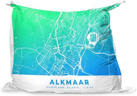 PillowMonkey Zitzak Stadskaart Alkmaar Groen Blauw 140x100 Cm