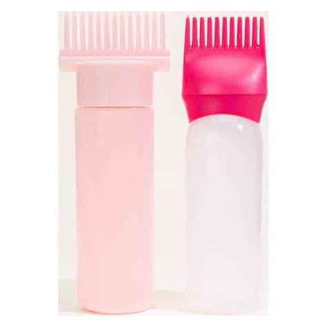 2pcs Root Comb Applicator Bottle Plastic Hair Dyeing Bottles