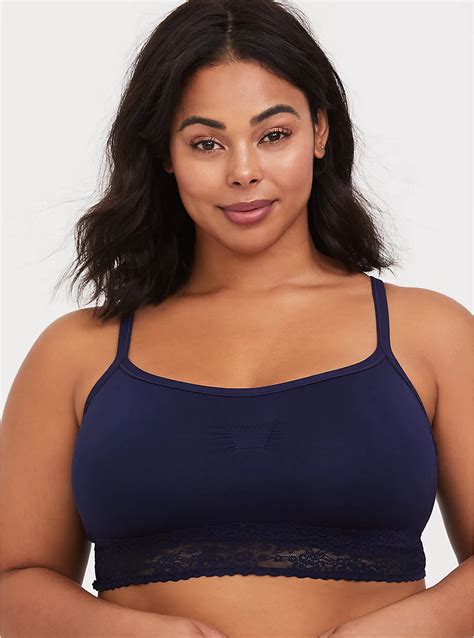 Plus Size Navy Seamless Lightly Padded Bralette Torrid