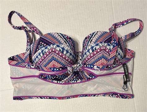 Torrid Bikini Top Size Chevron Plus Size Bandeau Multiway Straps Ebay