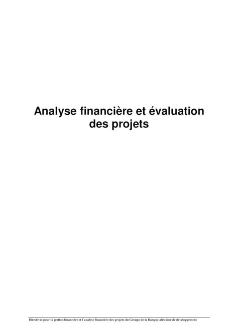 PDF Analyse financière et évaluation des projets afdb org PDF