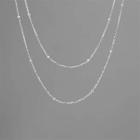 Inature 925 Sterling Silver Double Layer Chain Necklace Women Fashion Jewelrynecklaces