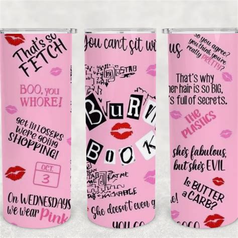 Burn Book Tumbler 20oz Skinny Tumbler Mean Girls Tumbler Etsy