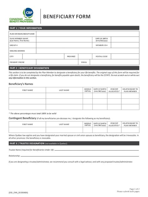 Fillable Online Designation Of Beneficiary Fegli Standard Form