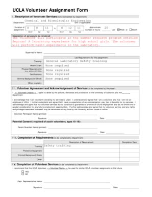 Fillable Online Tsegura Bol Ucla UCLA Volunteer Assignment Form