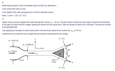 Solved A Water Flows Through A 2 25 Cm Diameter Hose At Chegg