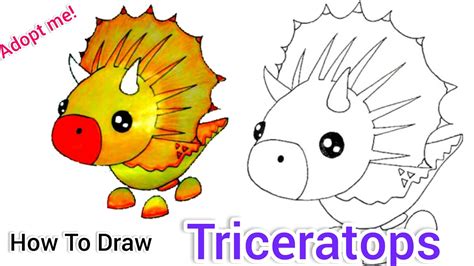 How To Draw A Triceratops From Roblox Adopt Me Pets Step By Step