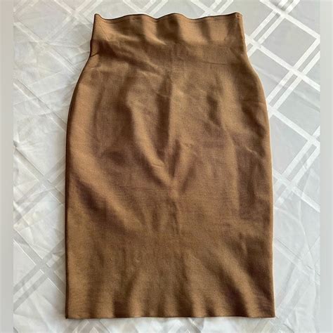 Wow Couture Skirts Wow Couture Body Con Contour Mid Thigh Fit Pencil Skirt Carmel Nude