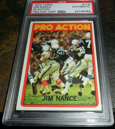 1972 Topps Football 119 Jim Nance PATRIOTS Autograph PSA DNA IN ACTION