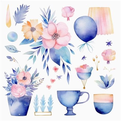 Premium Ai Image There Are Many Different Watercolor Flowers And