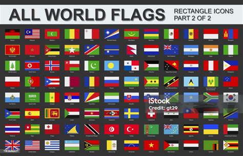 All World Flags Vector Set Of Rectangular Icons Part 2 Of 2 Stock