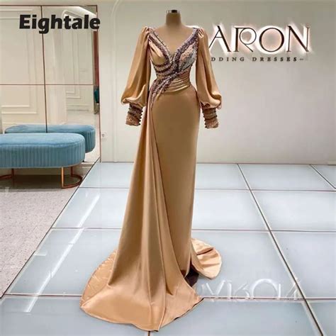 Dubai Arabic Evening Dresses Long Pearls Beading Beaded Evening Gowns