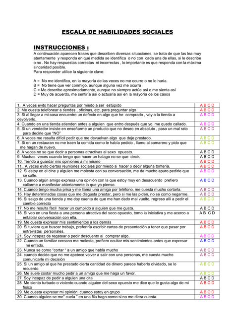 ESCALA DE HABILIDADES SOCIALES