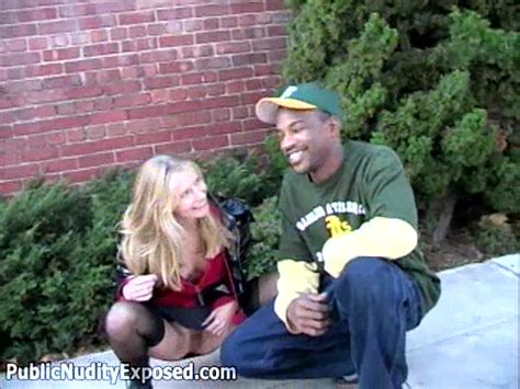 Laughing Blonde Shows Her Naked Snatch Under The Baking Sun